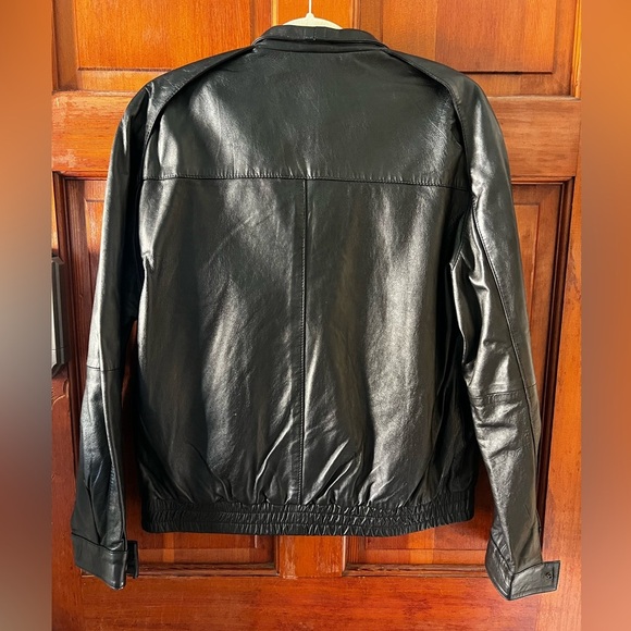 Evan-Picone Genuine Leather Jacket Black Bomber Moto Style Size 38 Medium Large - Picture 9 of 10